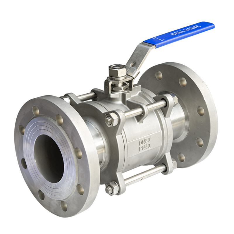 Válvula de bola de acero inoxidable de 3 piezas con brida/en PN40