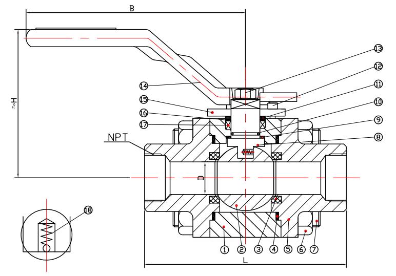 3-Piece Forged Steel High-pressure Ball Valve